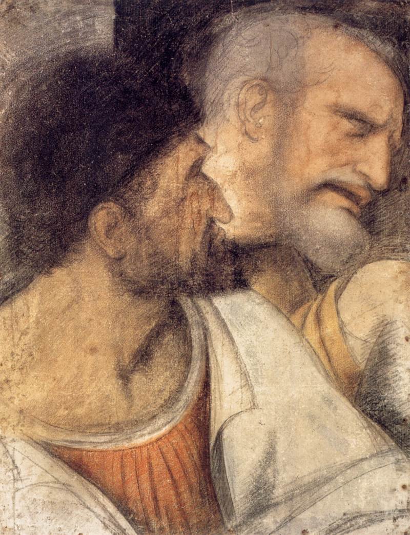 Köpfe von Judas und Petrus von Leonardo da Vinci