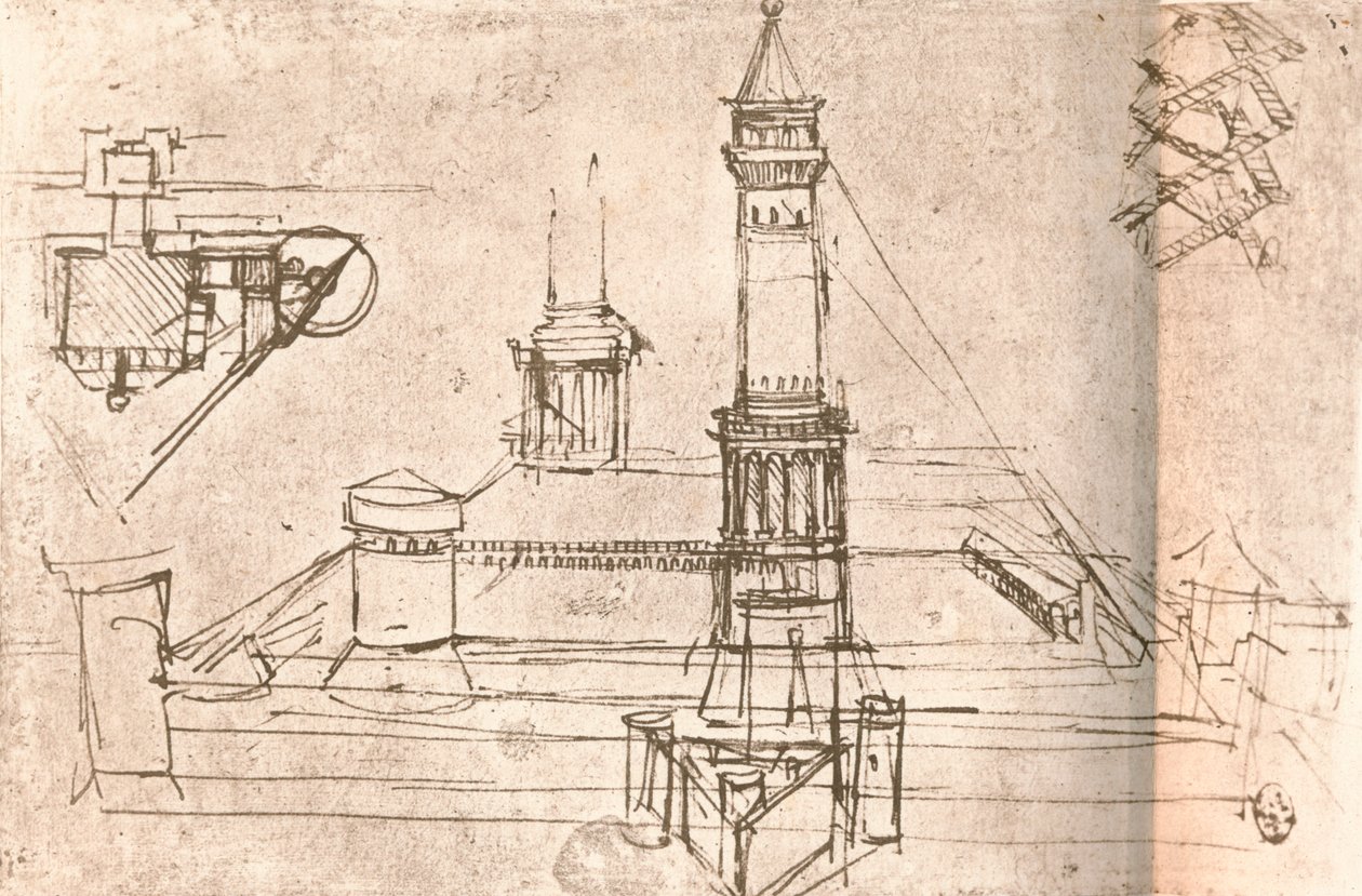 Architektur für Burgen, ca. 1472-1519, 1883 von Leonardo da Vinci