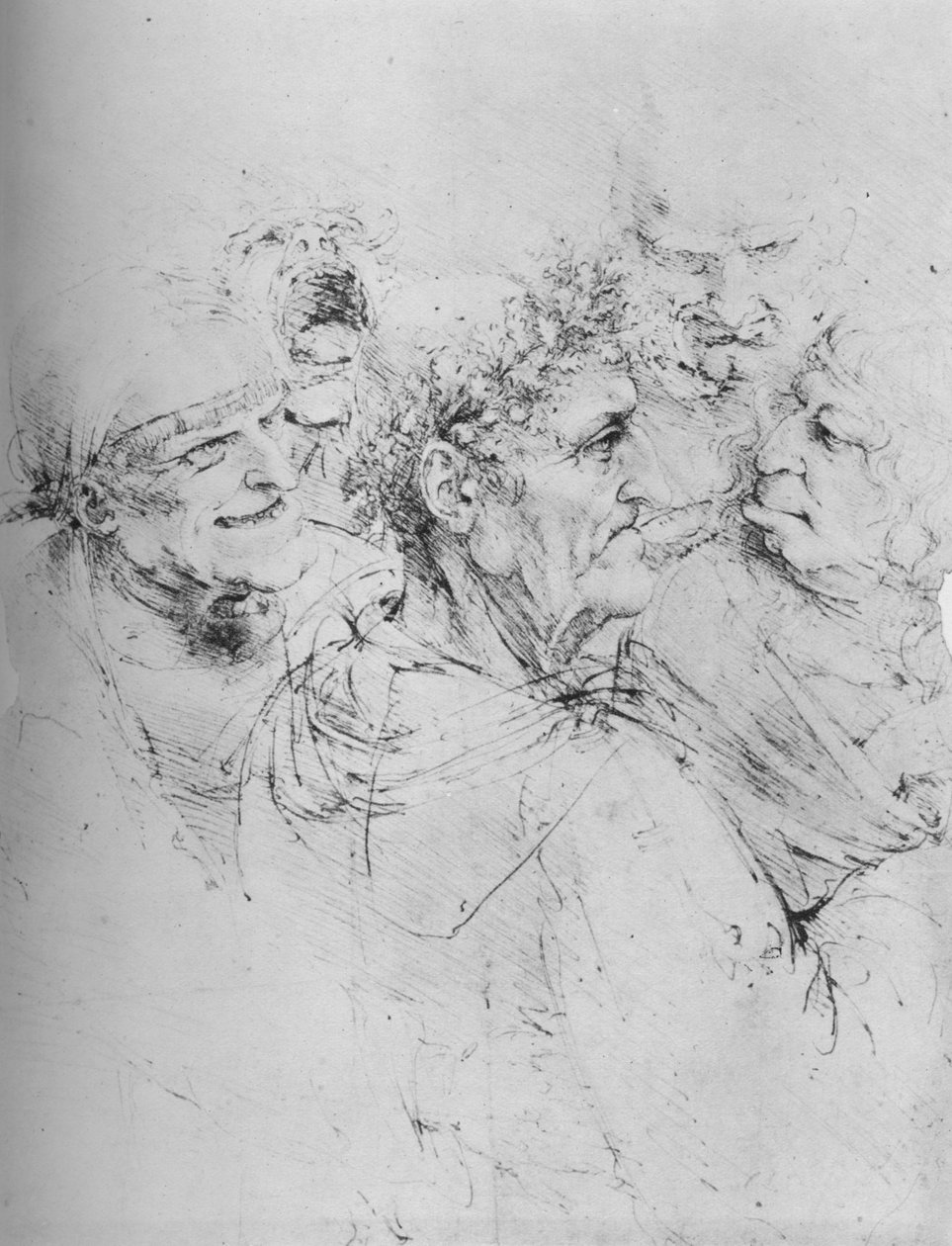 Fünf groteske Köpfe, ca. 1480, 1945 von Leonardo da Vinci