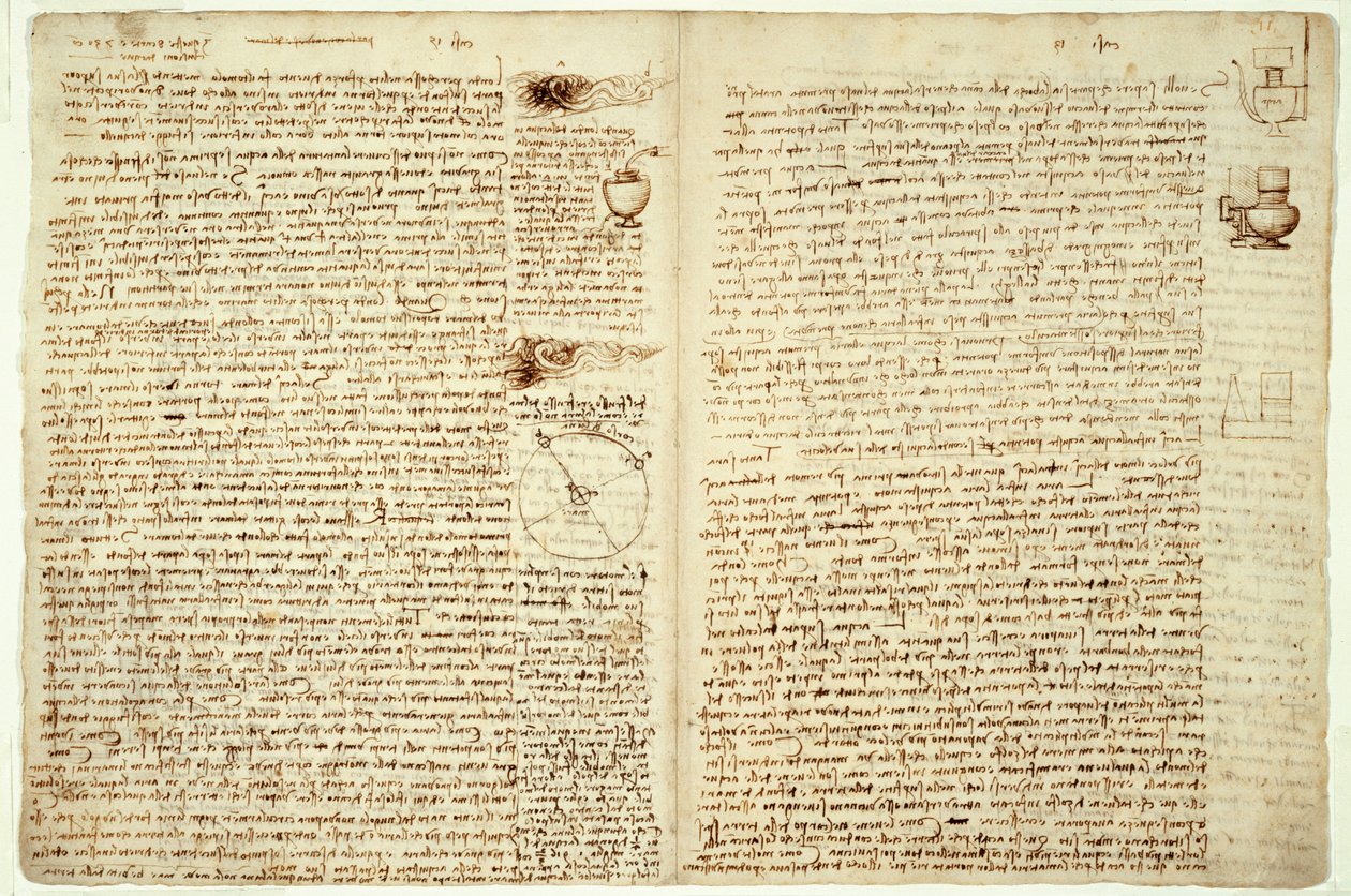 Der Codex Hammer, Seiten 124-127 von Leonardo da Vinci