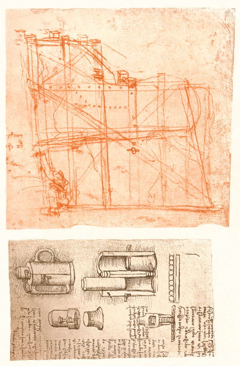 Zwei Zeichnungen, ca. 1472-1519, 1883 von Leonardo da Vinci