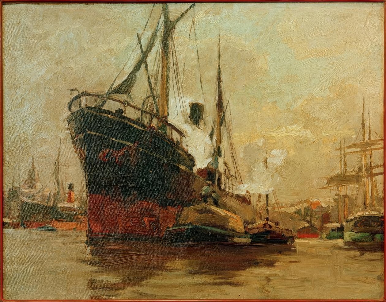Dampfer im Hafen von Leonhard Sandrock