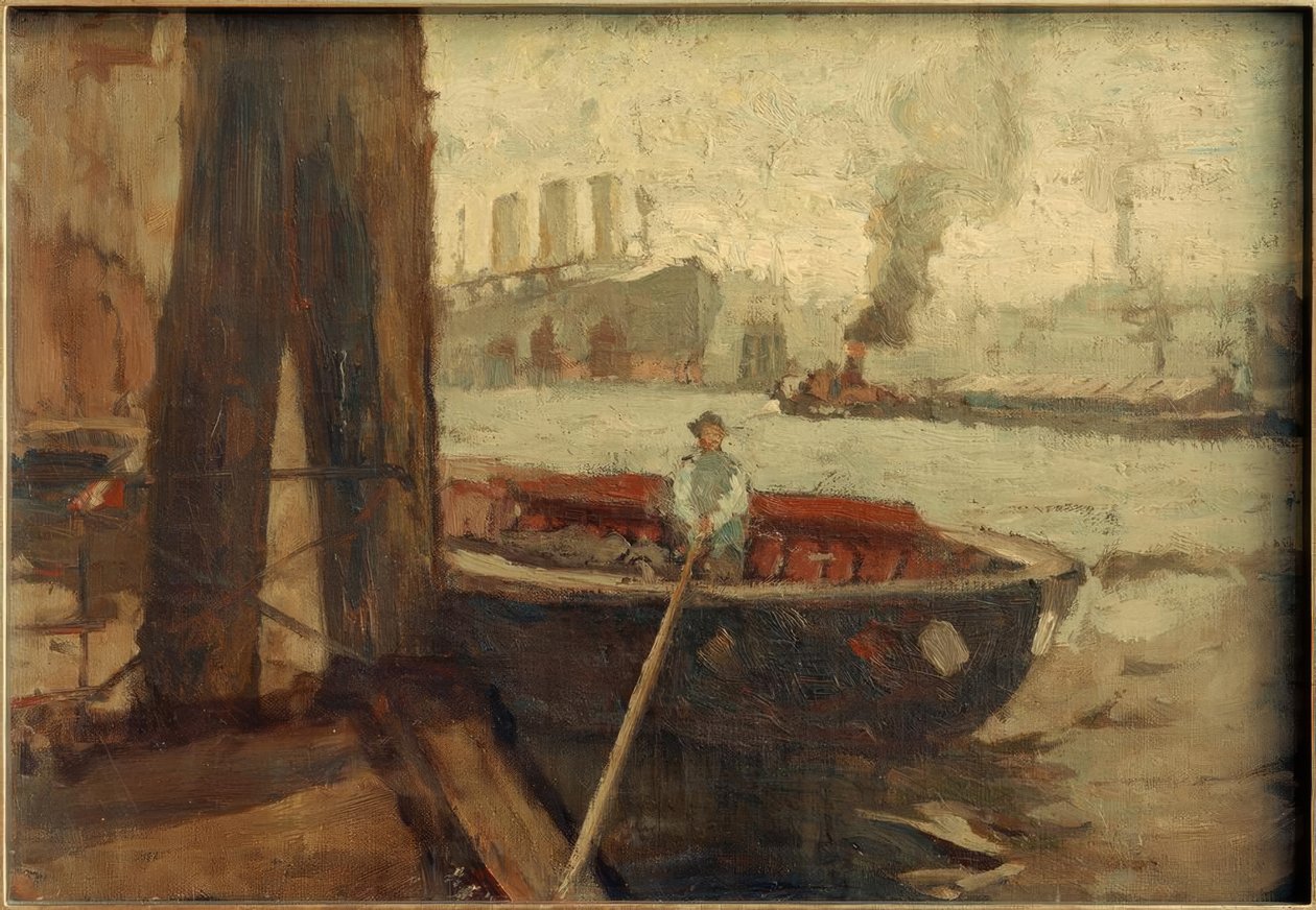Schute an der Pier von Leonhard Sandrock