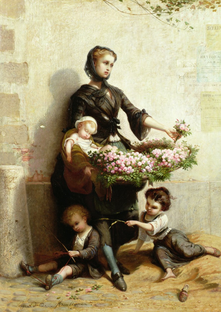 Viktorianische Blumenverkäuferin von Leopold de Moulignon