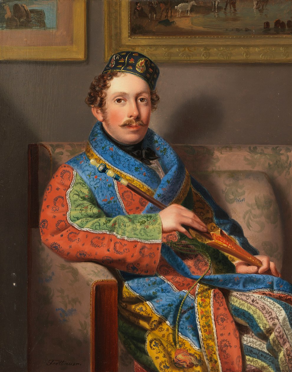 Junger Herr in einem Rauchmantel, 1830 von Leopold Fertbauer