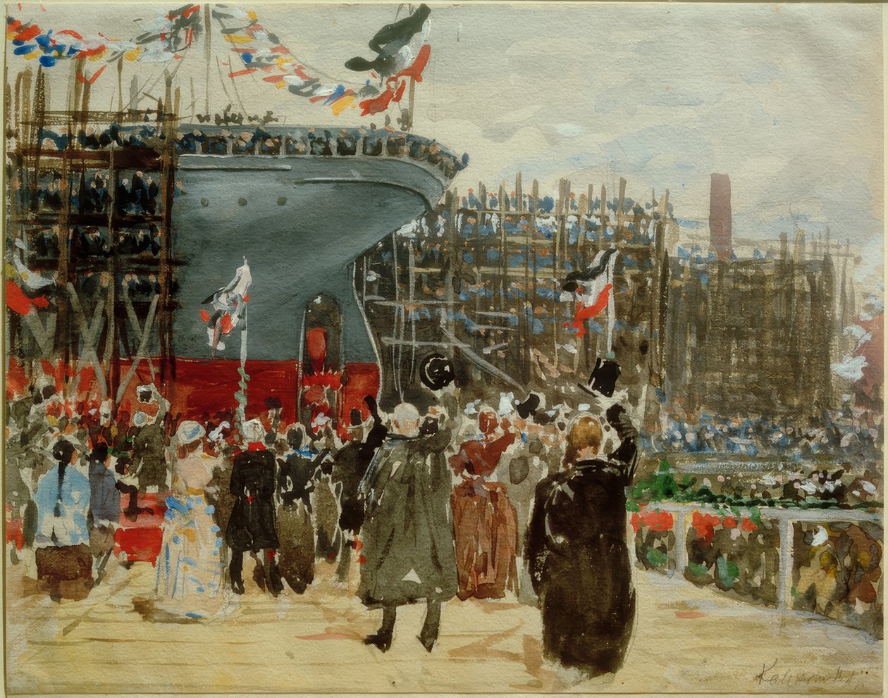 Stapellauf eines Schiffes von Leopold Karl Walter von Kalckreuth