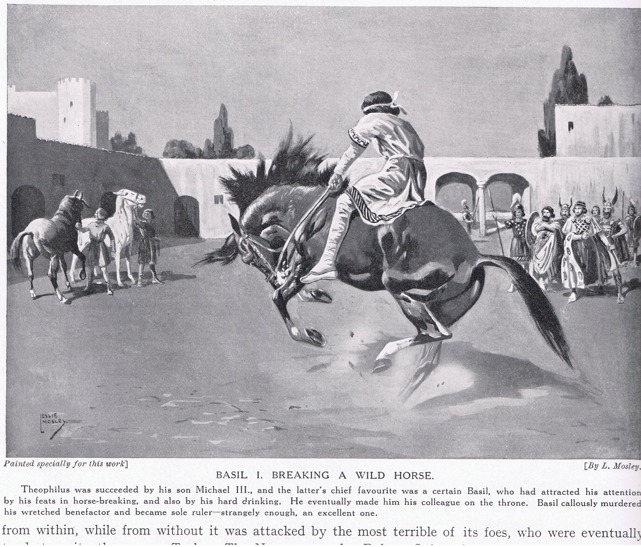 Basil I, der ein wildes Pferd zähmt von Leslie Mosley