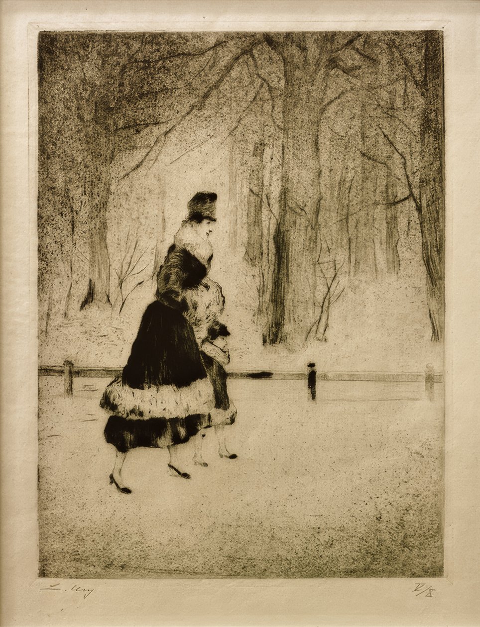 Dame mit Kind im Tiergarten von Lesser Ury