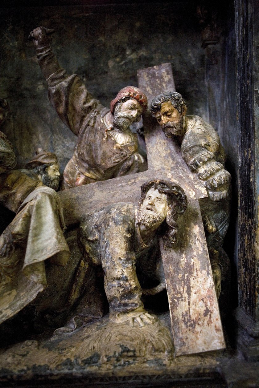 Altarbild, linkes Panel, (Detail) von Ligier Richier