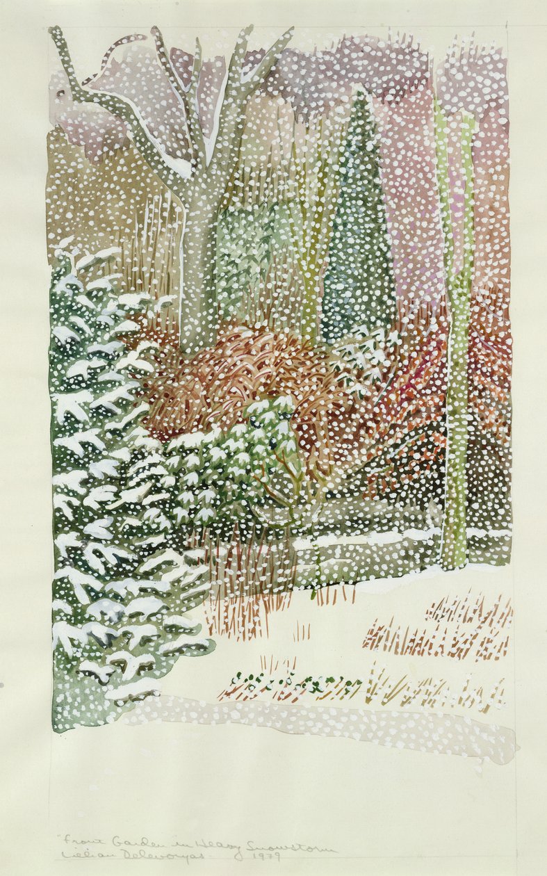 Vorgarten im starken Schneesturm von Lillian Delevoryas