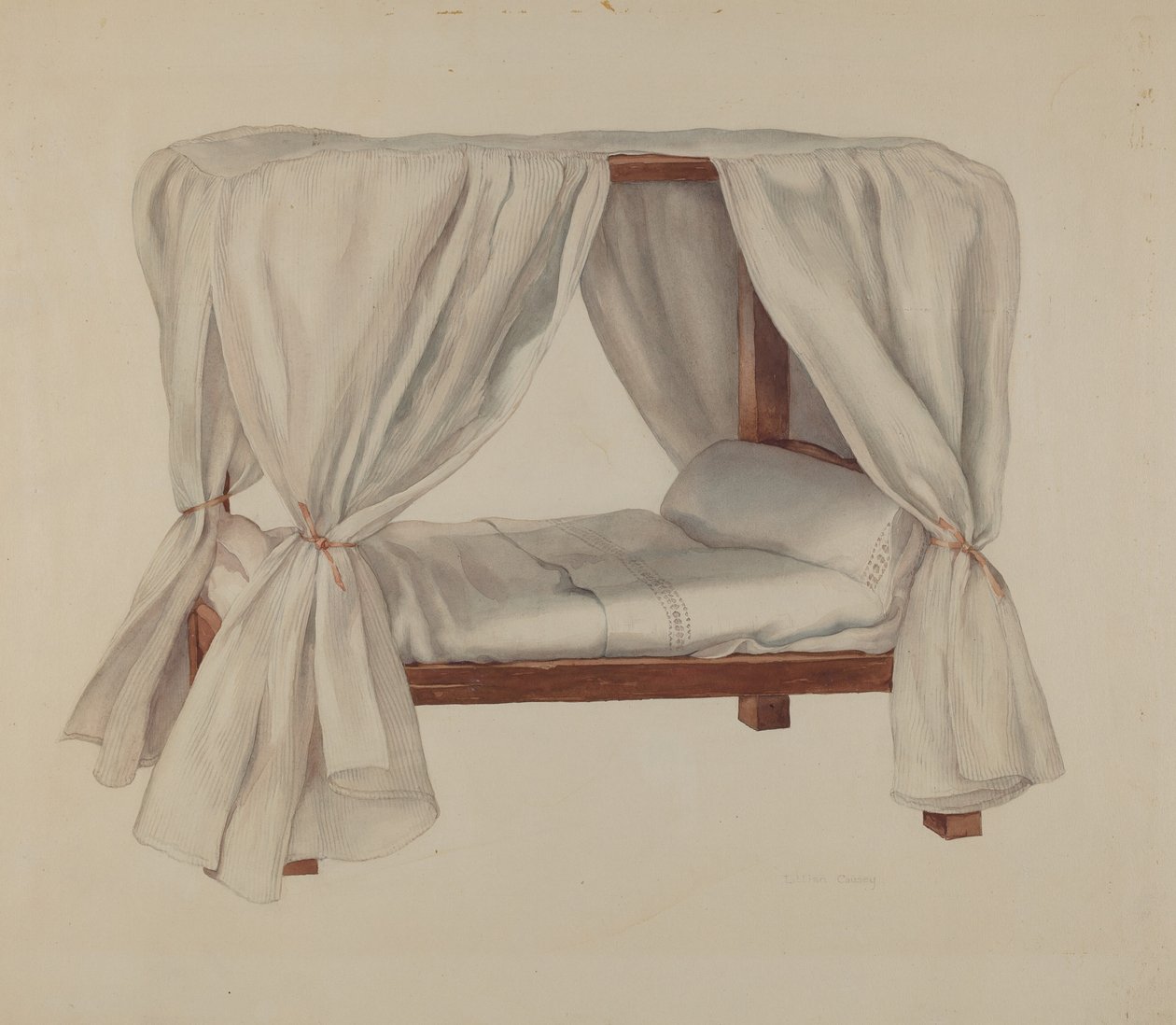 Puppenbett, ca. 1937 von Lillian Causey