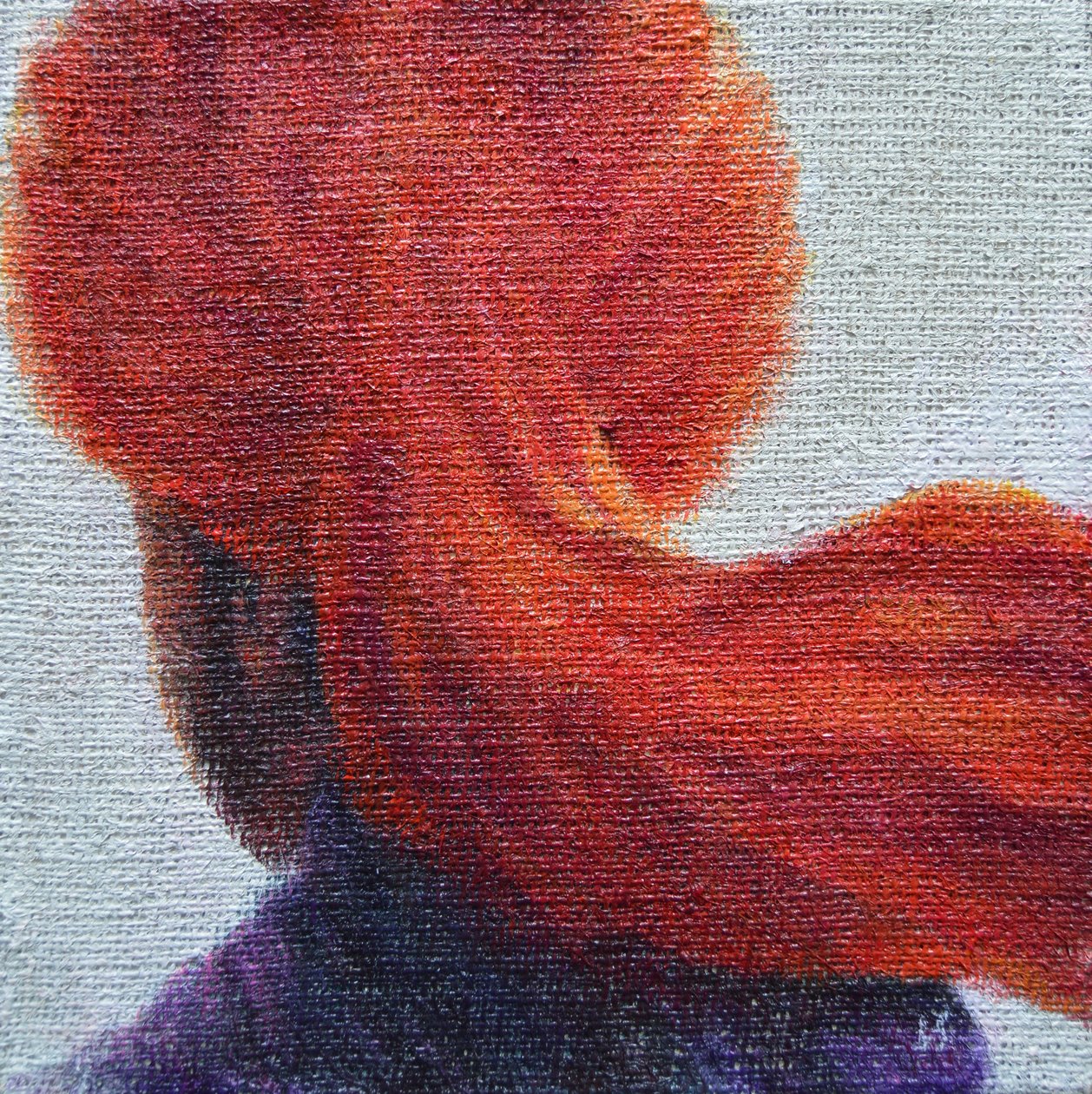 Orangener Turban auf Sackleinen von Lincoln Seligman
