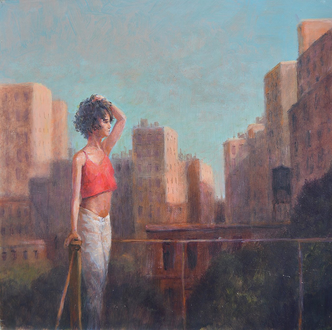 Mädchen auf dem Dach, New York von Lincoln Seligman