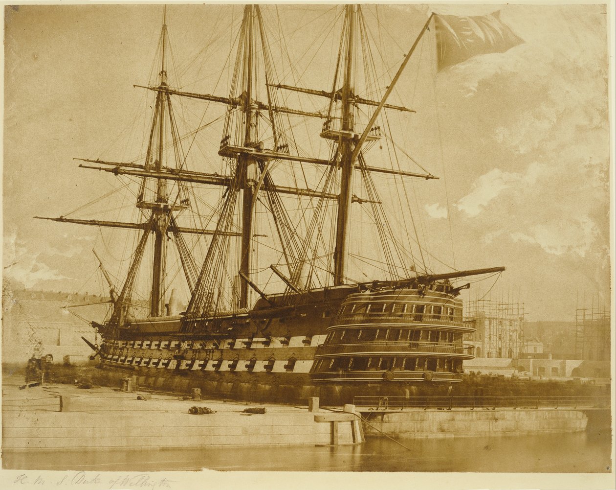 H.M.S. Duke of Wellington in Keyham, England von Linnaeus Tripe