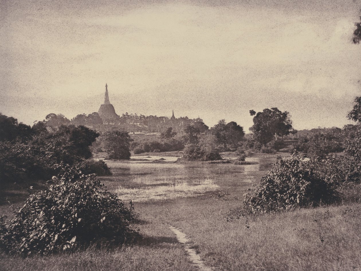 Rangoon: Blick in der Nähe des Sees, November 1855 von Linnaeus Tripe