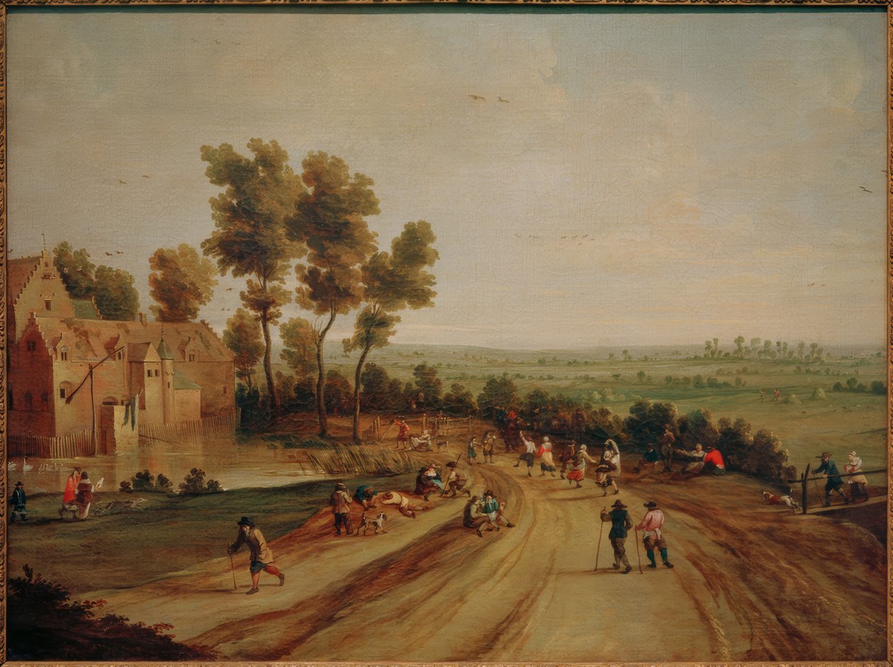 Landschaft mit tanzenden und rastenden Bauern von Lodewijk de Vadder