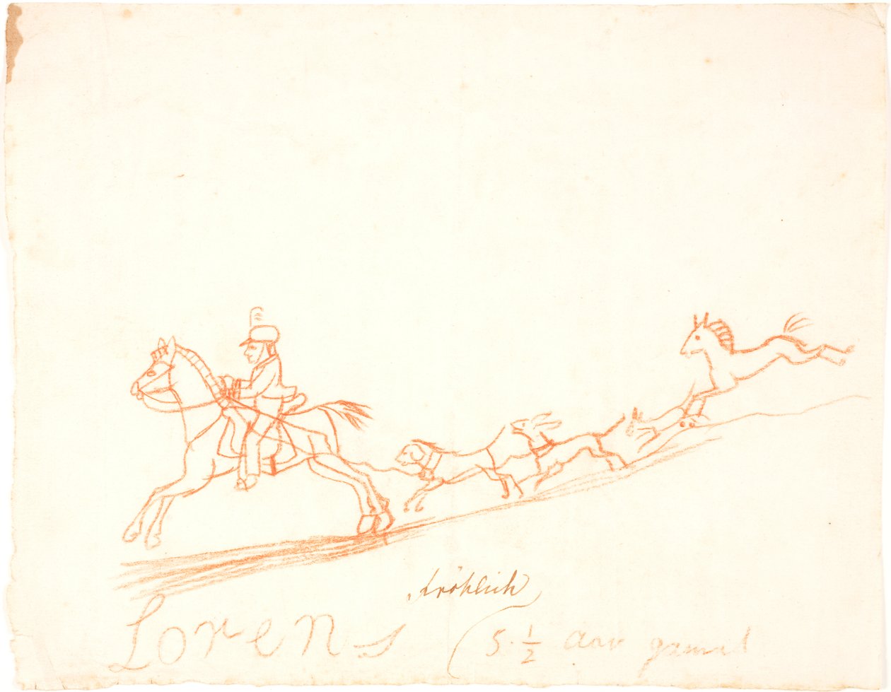 Ein Reiter, Pferd und Hunde von Lorenz Frølich