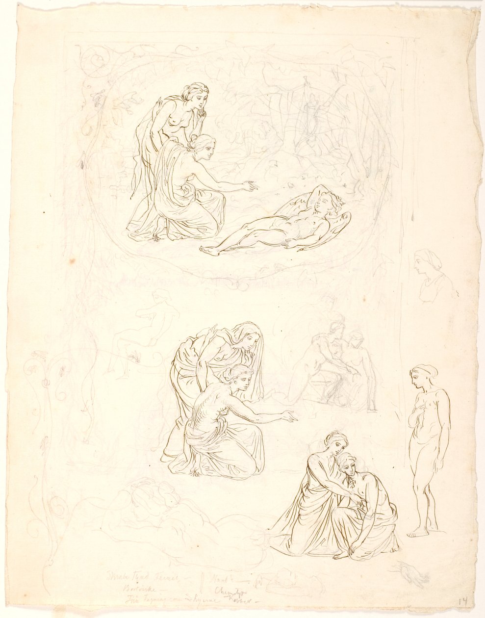 Die Nymphen finden Eros schlafend von Lorenz Frølich
