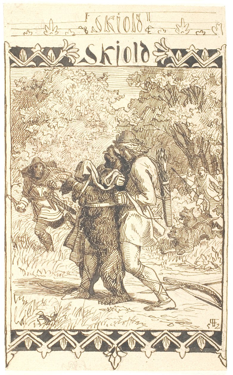 Skjolds Kampf mit dem Bären von Lorenz Frølich