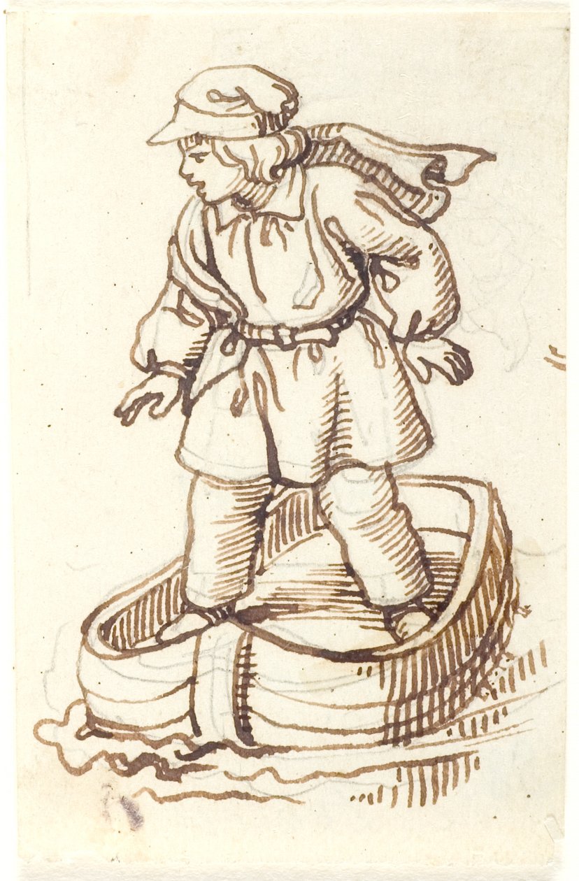 Stehender Junge in einem Boot von Lorenz Frølich