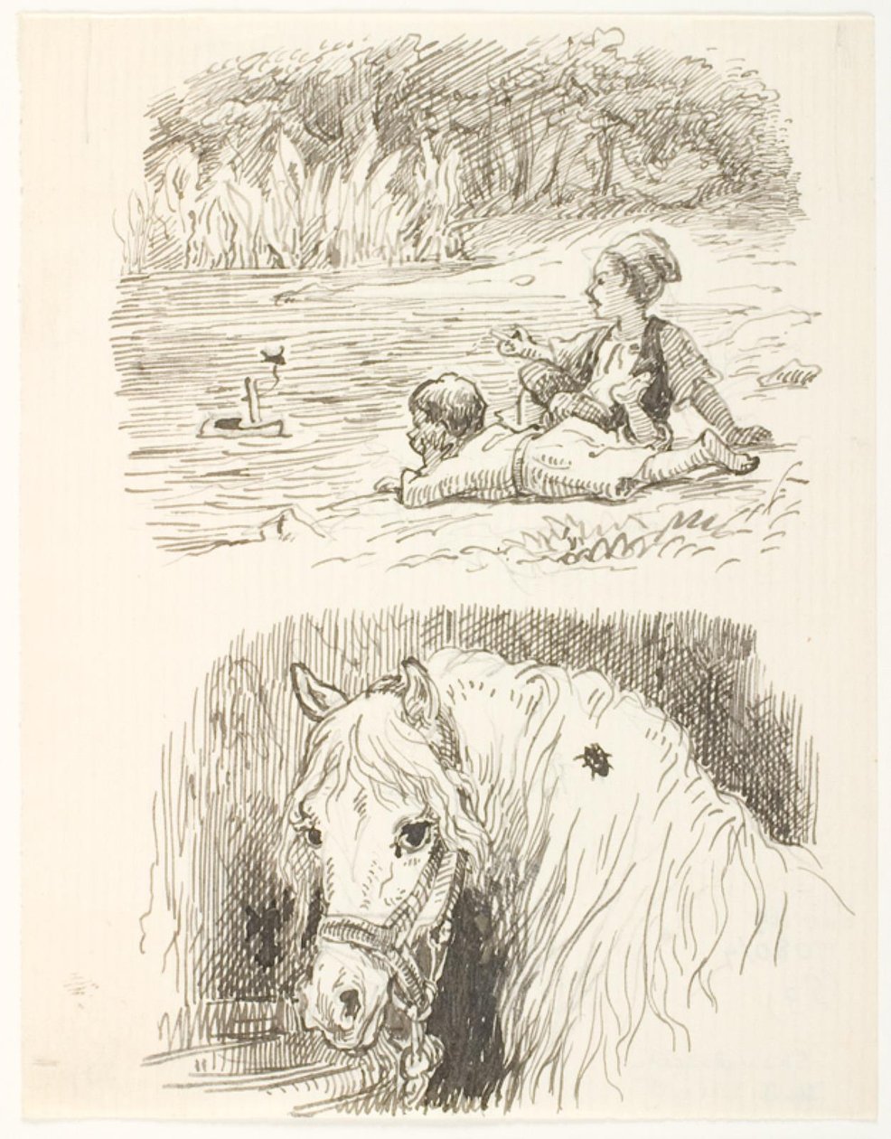 Zwei Entwürfe für Illustrationen zu Skarnbassen von Lorenz Frølich