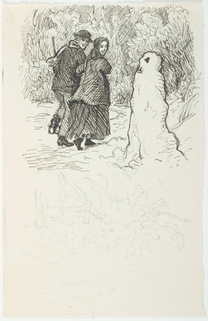 Entwurf zur Illustration zu Der Schneemann von Lorenz Frølich