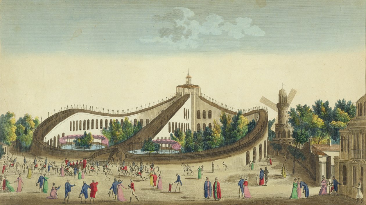 Luftspaziergänge, Jardin Baujon, ca. 1817 von Ambroise Louis Garneray