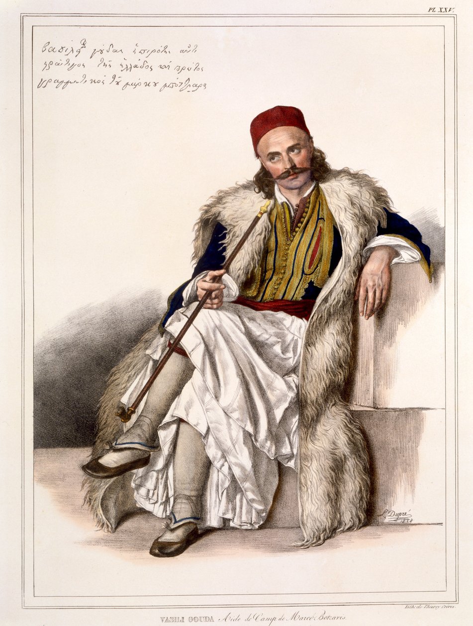Vanila Gouda, Adjutant von Notis Botazaris - Platte XXV, graviert von Lemercier aus 