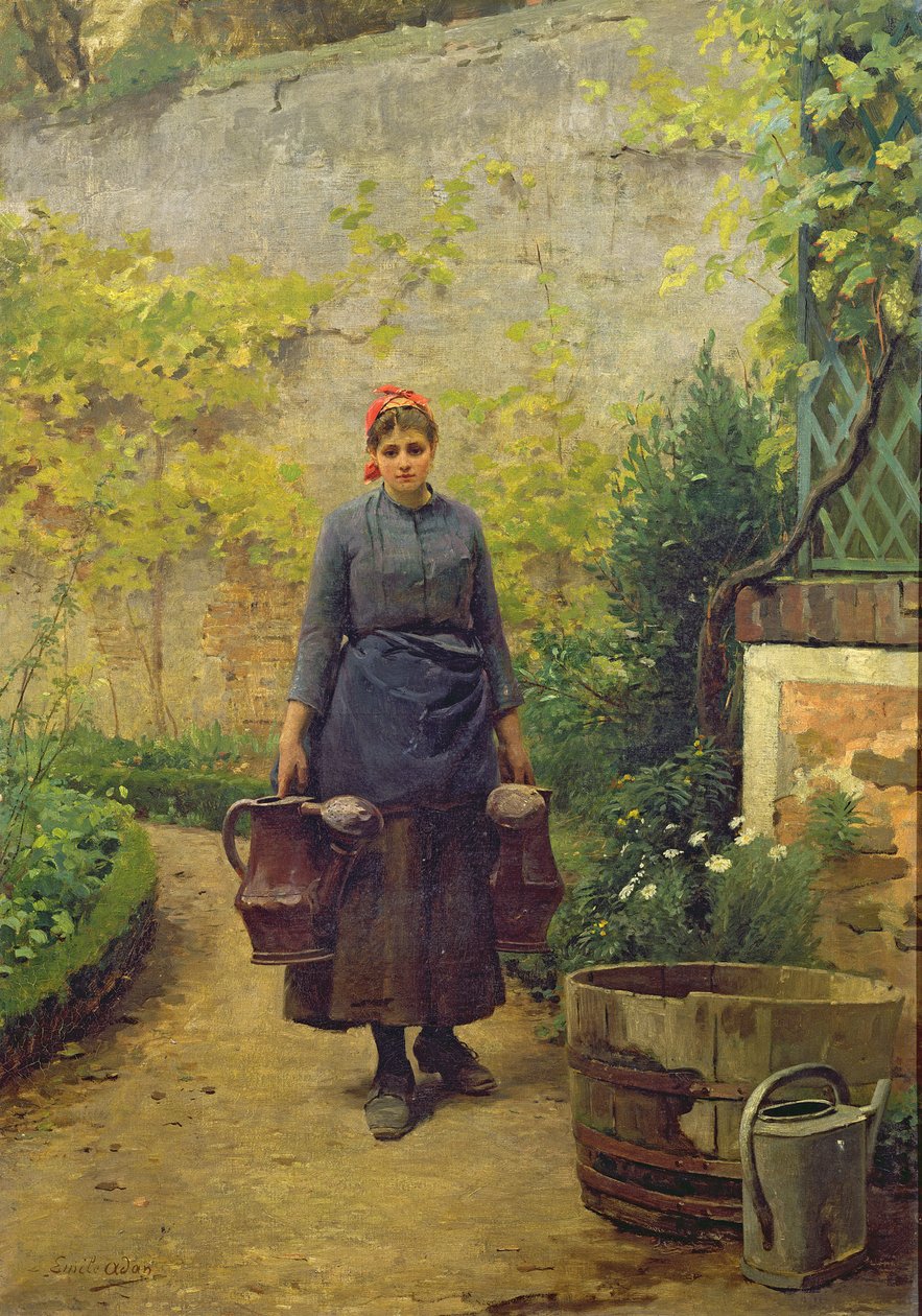 Frau mit Gießkannen von Louis Emile Adan