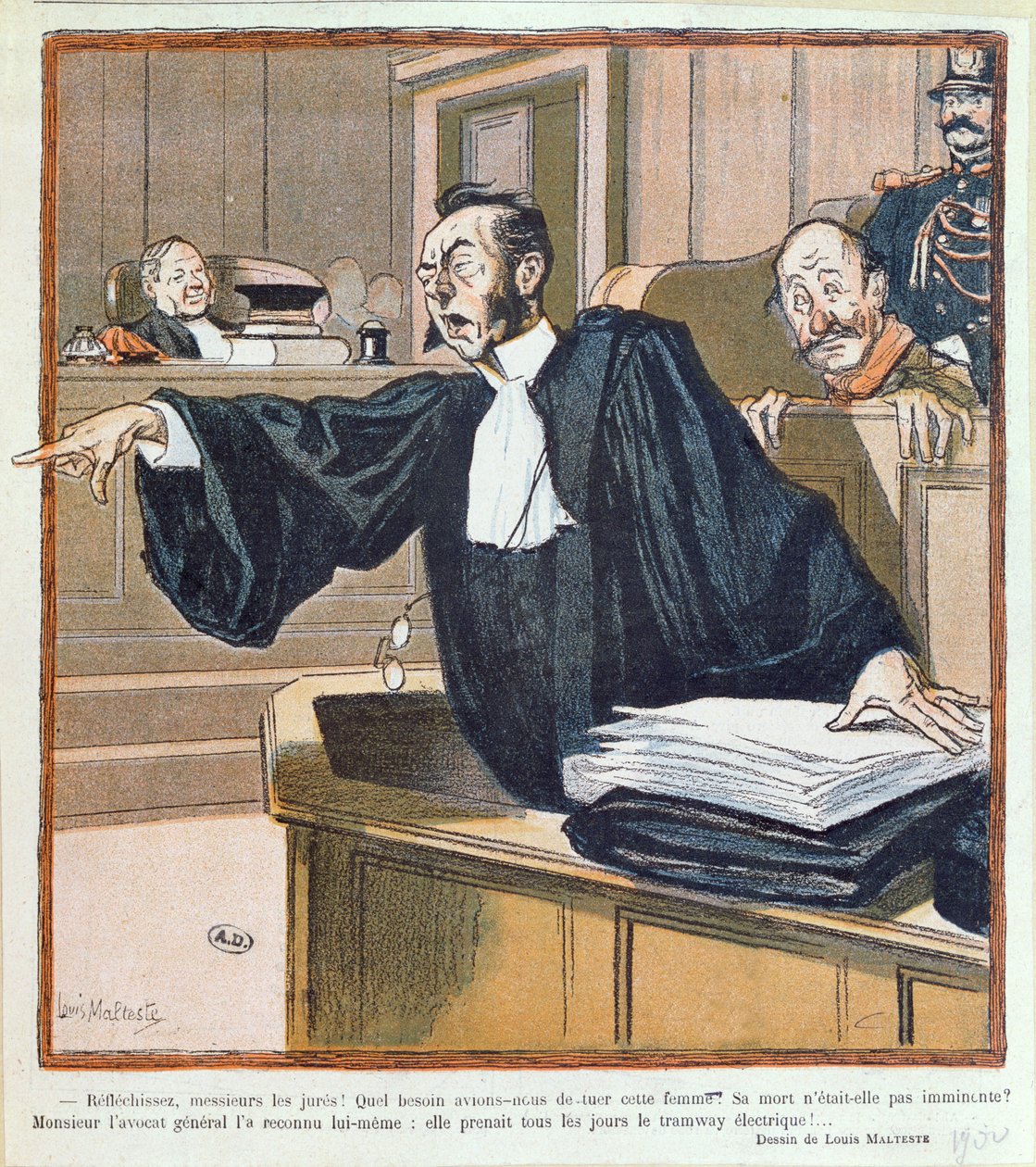 Ein Anwalt spricht die Jury an, 1900 von Louis Malteste