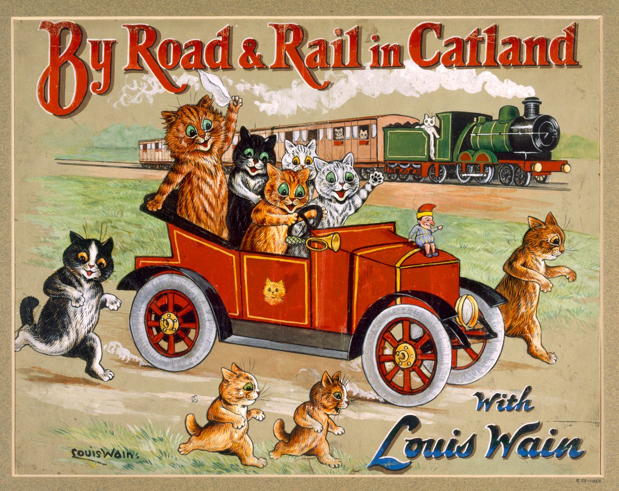 Auf Straße und Schiene in Catland, 20. Jahrhundert von Louis Wain
