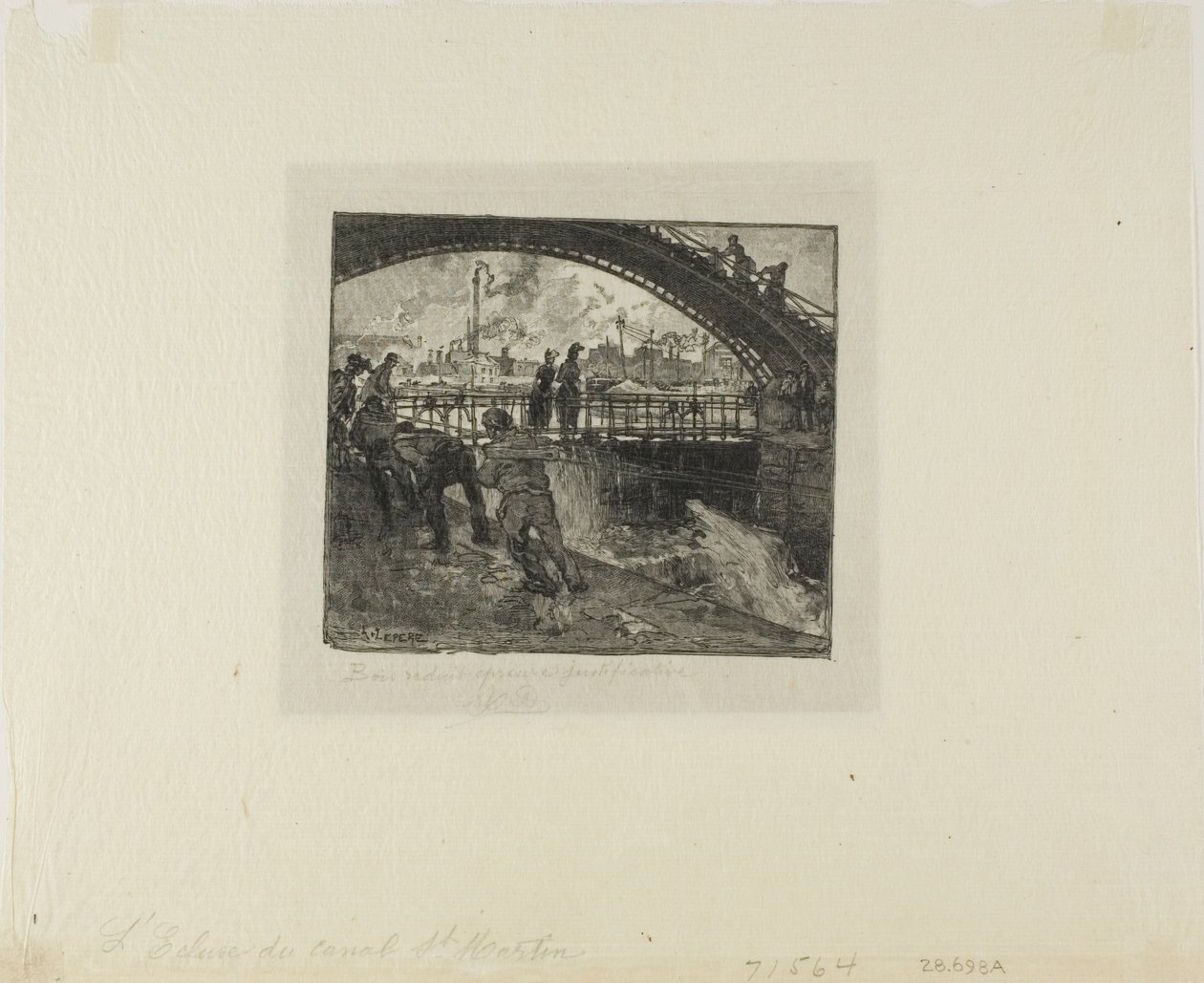 Schleuse des Canal Saint-Martin von Louis Auguste Lepère