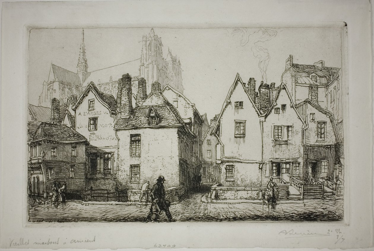 Alte Häuser, Amiens von Louis Auguste Lepère