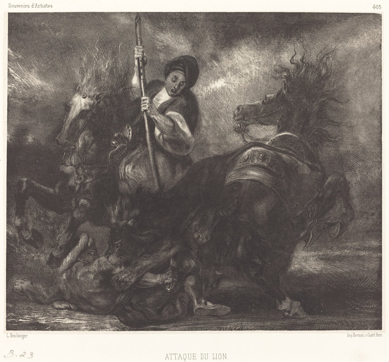 Angriff des Löwen von Louis Candide Boulanger