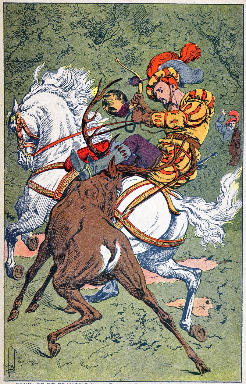 Franz I. auf der Jagd von Louis Charles Bombled