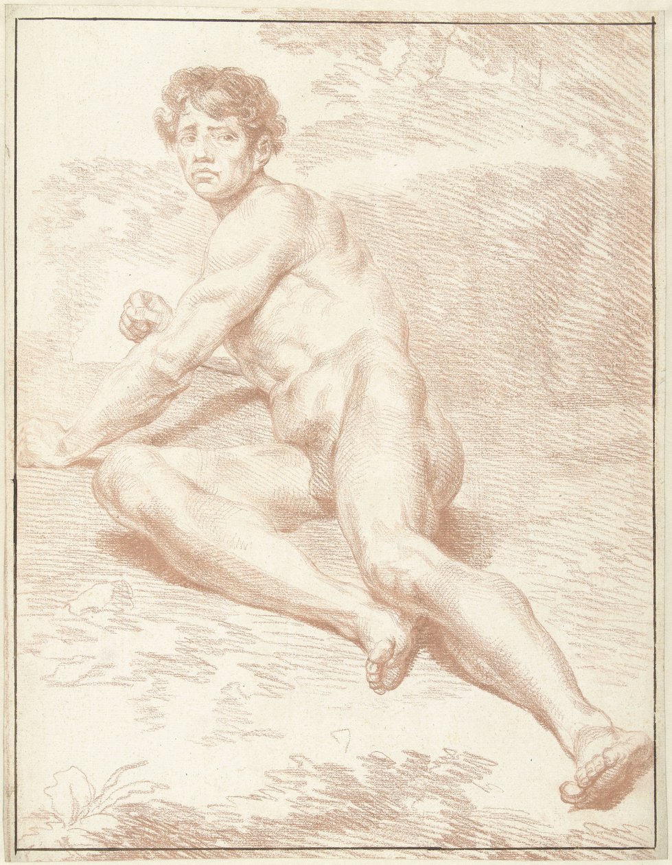 Männlicher Akt, liegend, sich aufrichtend von Louis Fabritius Dubourg