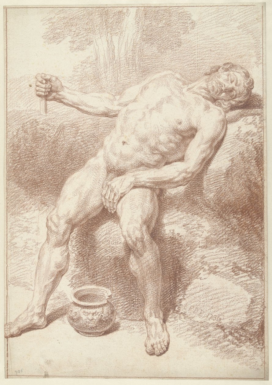 Männlicher Akt, sitzend, nach hinten gelehnt von Louis Fabritius Dubourg