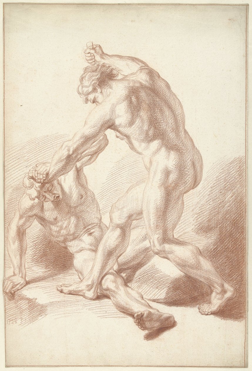 Zwei nackte Männer im Kampf von Louis Fabritius Dubourg