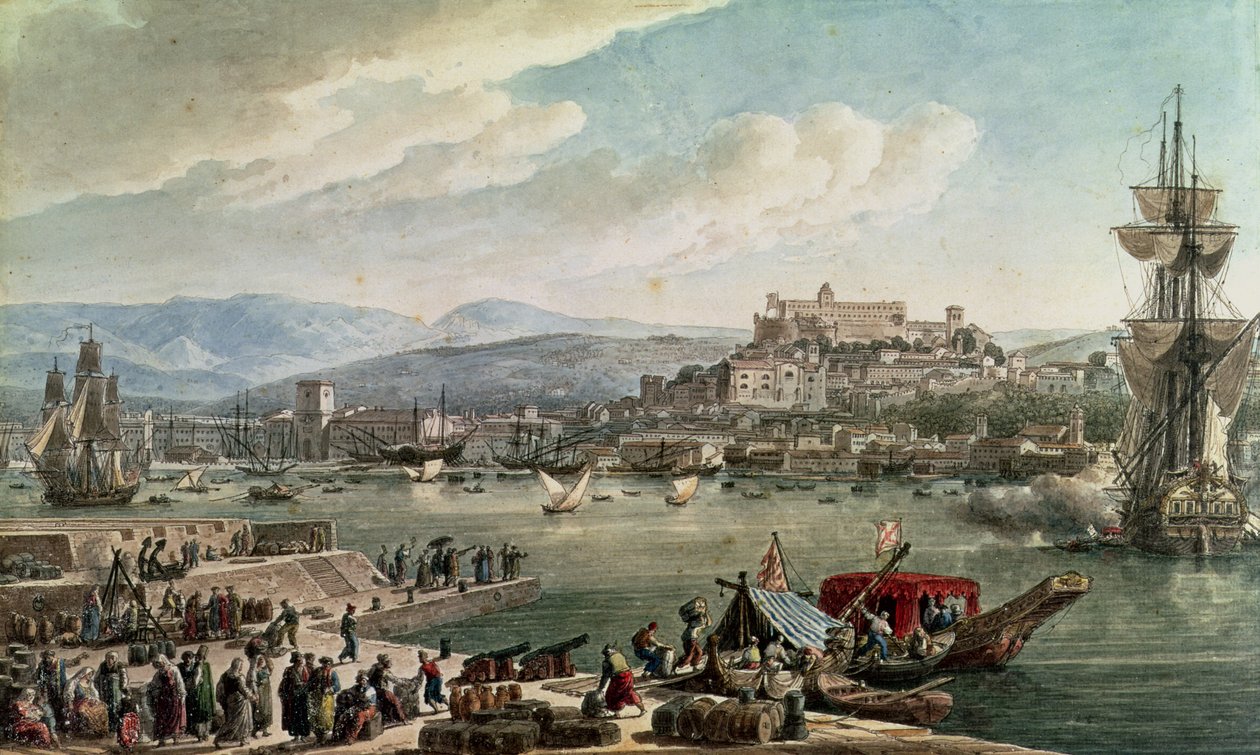 Hafen von Triest, 1802 von Louis Francois Cassas