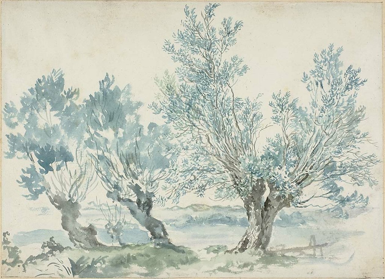 Drei Weidenbäume von Louis Gabriel Moreau