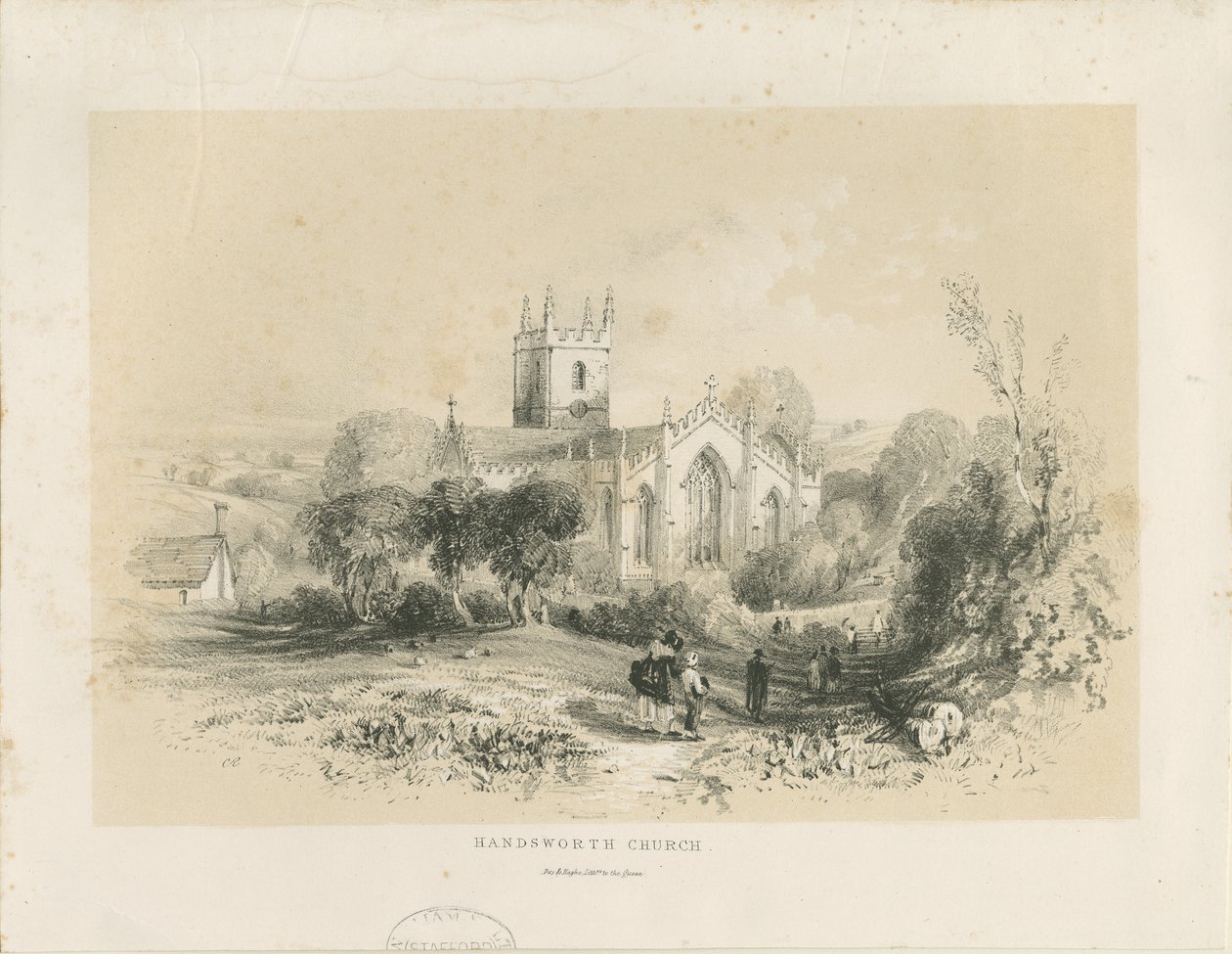 Handsworth Kirche: Lithographie, undatiert [1806-1885] von Louis Haghe