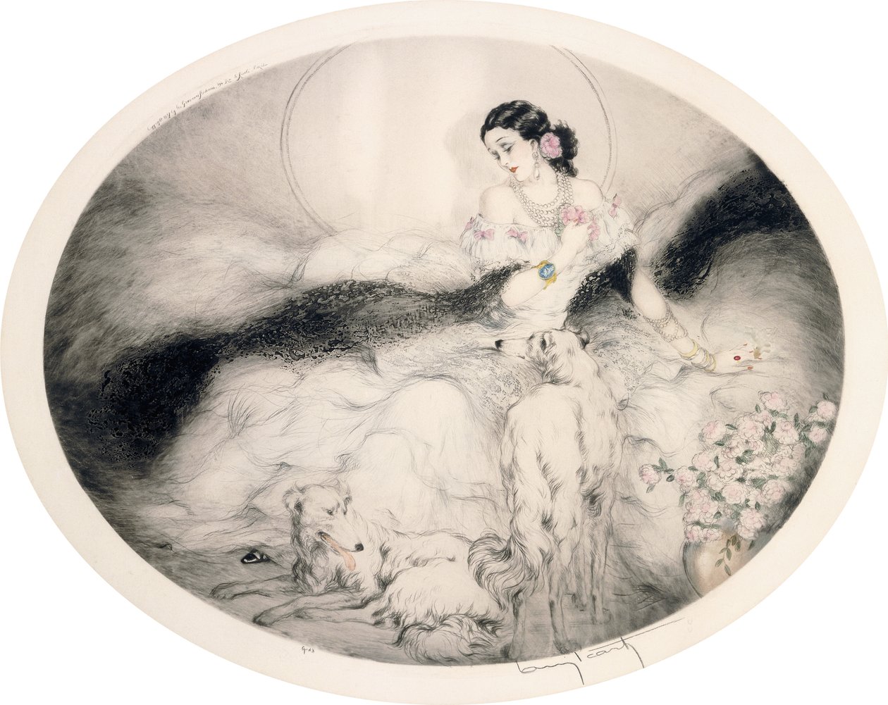 Dame mit Kamelien, ca. 1917 von Louis Icart