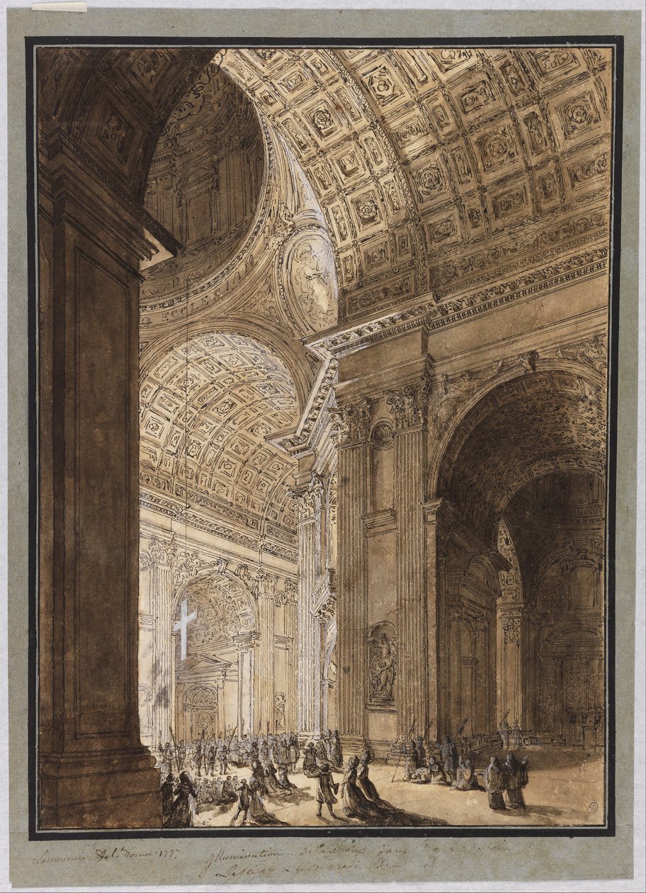 Innenansicht von St. Peter beleuchtet von Louis Jean Desprez