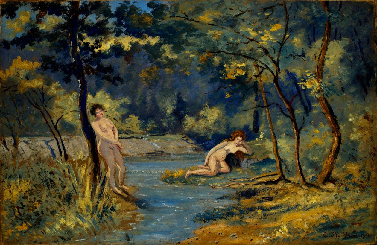 Stehende und liegende Nymphen von Louis M. Eilshemius