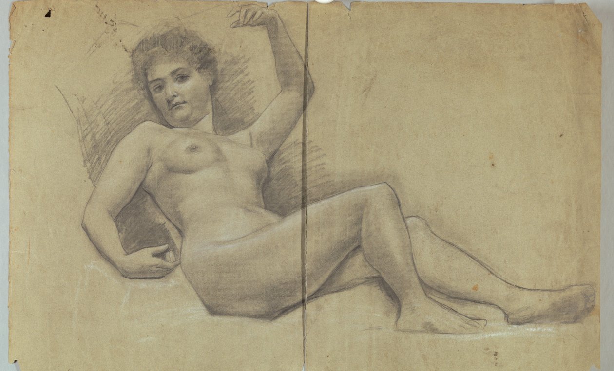 Studie einer liegenden nackten Figur von Louis Schaettle