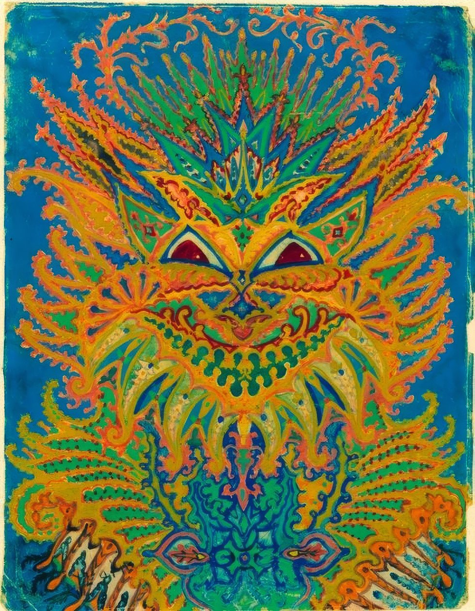 Kaleidoskop-Katzen: Katzenmuster auf Blau von Louis Wain