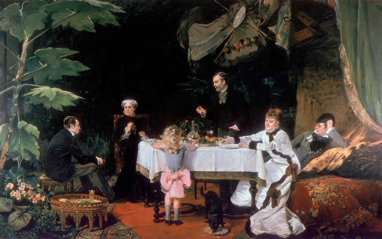 Das Mittagessen im Wintergarten, 1877 von Louise Abbéma