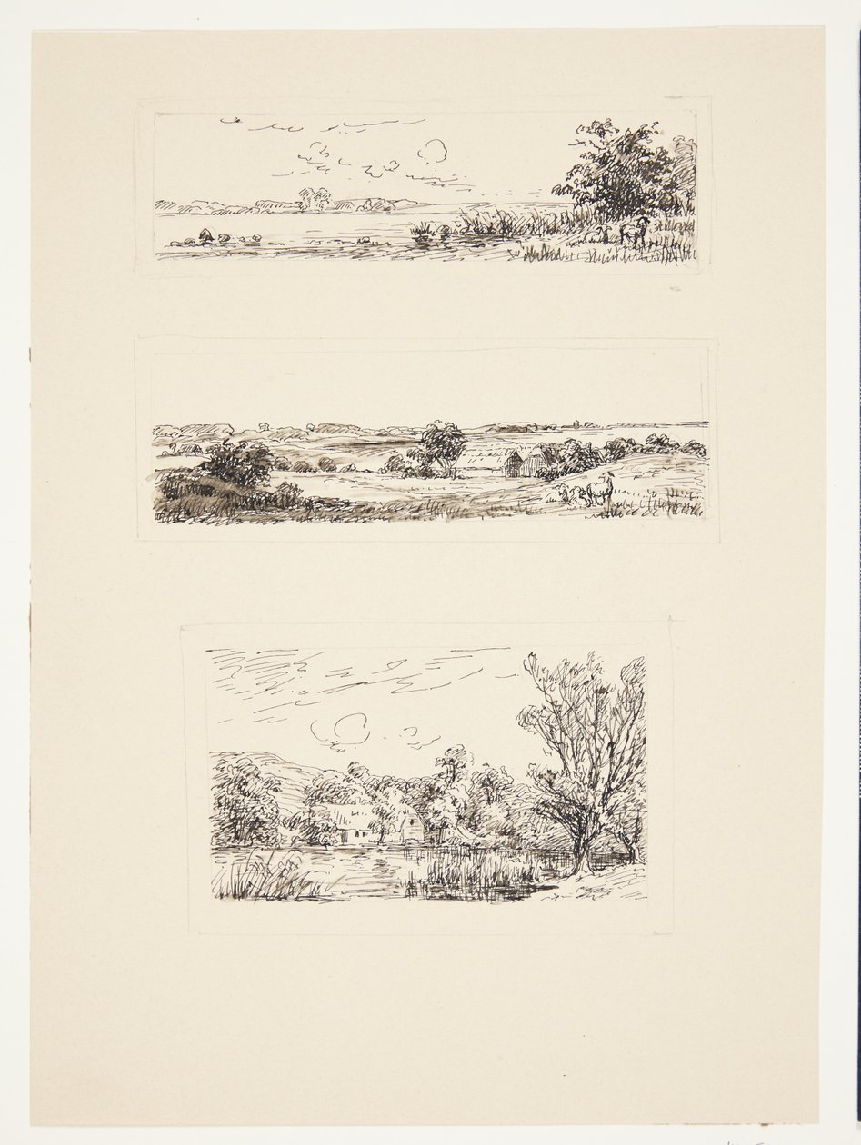 Blatt mit drei kleinen Landschaften von Louise Ravn Hansen