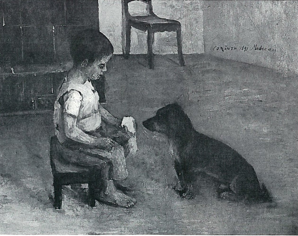 Kind mit Butterbrot und Hund von Lovis Corinth