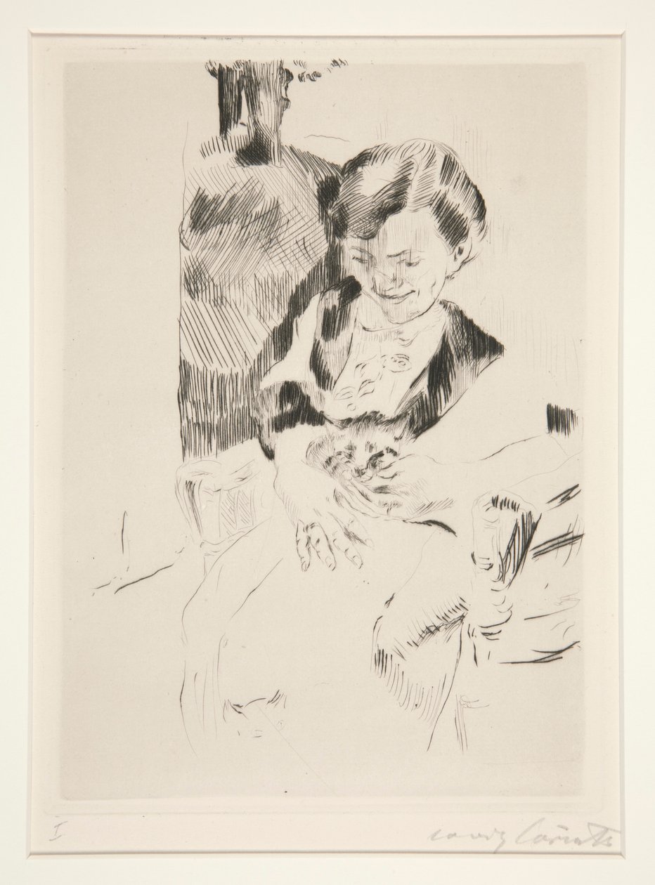 Frau mit einem Kätzchen von Lovis Corinth